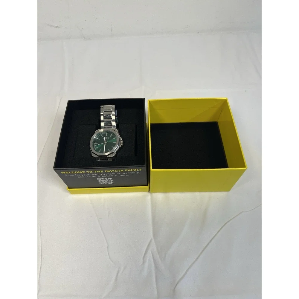 Invicta Mens Specialty Green Dial Stainless Steel Octagonal Watch 43968 Boxed